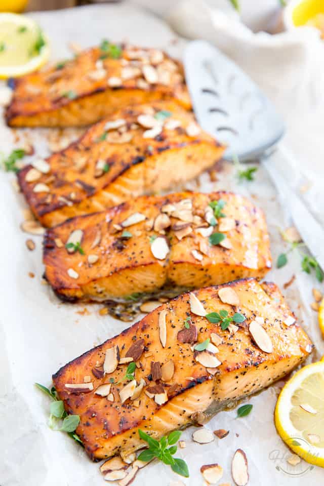 Ready in mere minutes, this Honey Almond Oven Baked Salmon is so easy to make yet so tasty and so elegant, you can basically serve it for any occasion, any time of day or year! 