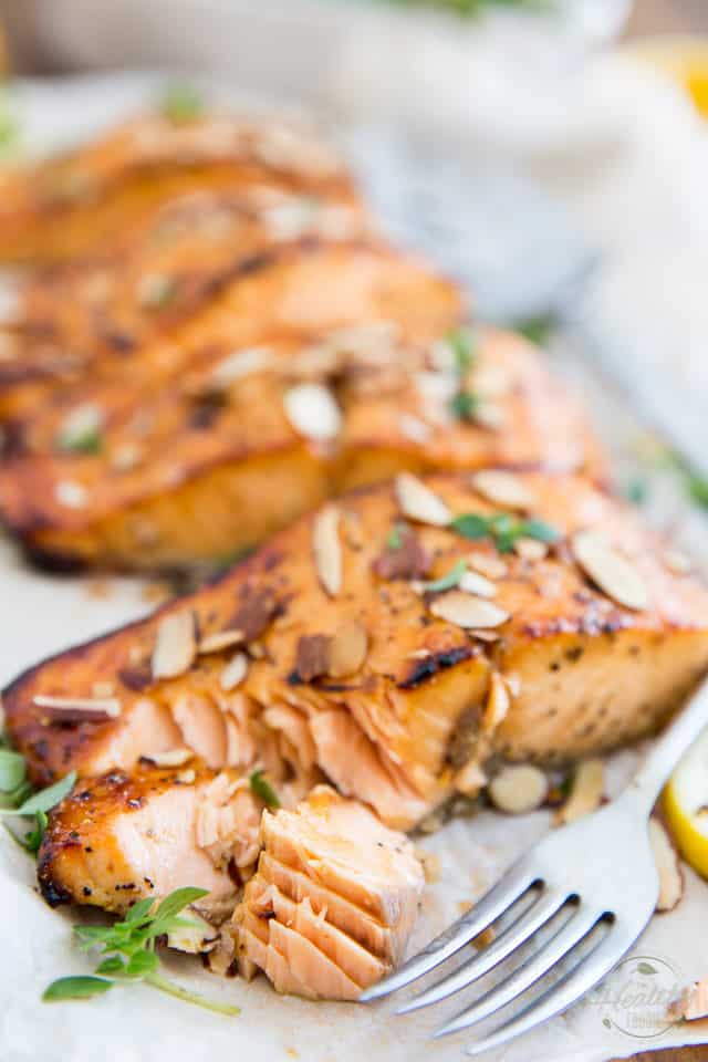 Ready in mere minutes, this Honey Almond Oven Baked Salmon is so easy to make yet so tasty and so elegant, you can basically serve it for any occasion, any time of day or year! 