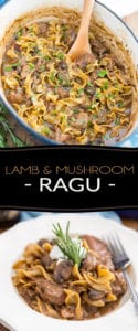 Braised slowly with love in a Dutch oven, chock full of melt-in-your-mouth tender chunks of lamb meat and large pieces of mushroom, brought together by a rich and crazy tasty dark beer sauce, this Lamb and Mushroom Ragu truly is as hearty and comforting as can be!