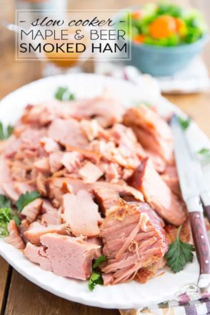 Cooked for hours in a succulent brew of pure maple syrup and all natural pale ale, this Slow Cooker Maple and Beer Smoked Ham will, without a doubt, come to be the most tender, tastiest and juiciest ham you'll have ever tasted!