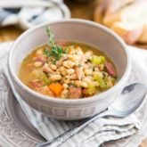 This White Bean and Smoked Ham Soup is as hearty and nutritious as can be! The perfect way to warm you up on a chilly day, or to use up your leftover ham!