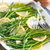 Making these Lemon Garlic Oven Roasted Asparagus is probably the easiest, simplest but most delicious way to cook asparagus. It requires close to no effort on your part... the oven does all the work for you!