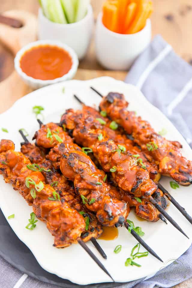 If you are a fan of Fiery Buffalo Wings, then you will be all over these Buffalo Chicken Skewers. You get all the same amazing fiery flavor, but so much more juicy, tender chicken meat per bite!