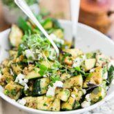 Buried under zucchini? This Grilled Zucchini Salad sure is a different and tasty way to make good use of them! In fact, it'll probably have you want to go out and get more!