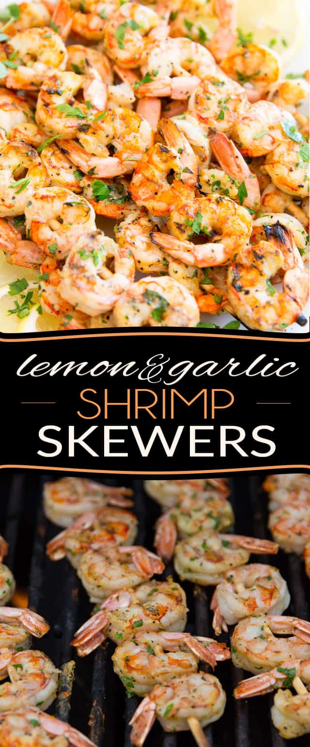 Lemon Garlic Shrimp Skewers • The Healthy Foodie