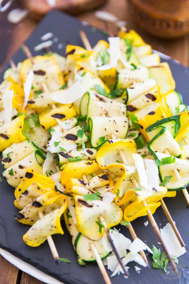 These Zucchini Ribbon Skewers are so elegant and pretty to look at, even non zucchini lovers are going to be all over them! 