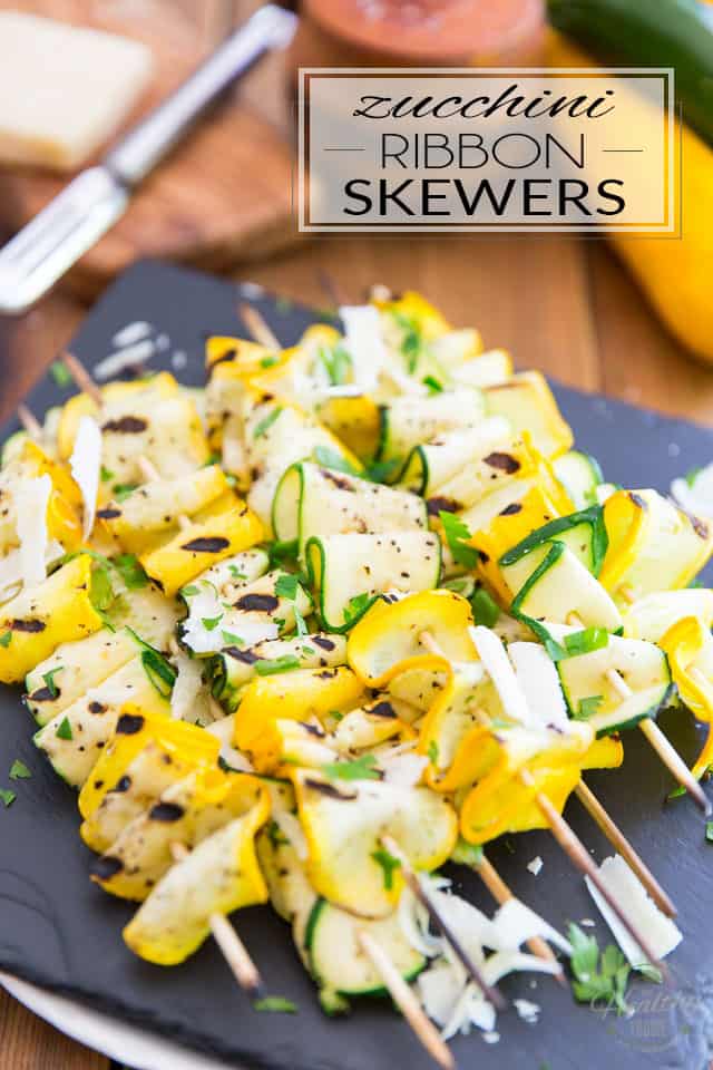 These Zucchini Ribbon Skewers are so elegant and pretty to look at, even non zucchini lovers are going to be all over them! 