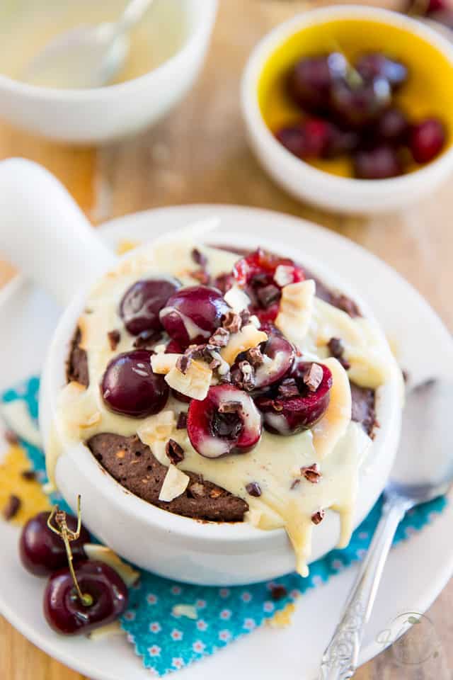 A cake that's healthy AND quick enough to make so you can enjoy it warm for breakfast? That's exactly what this Chocolate Cherry Instant Bake is all about! 
