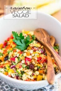 Loaded with more so much nutritious stuff, this Rainbow Veggie Salad is as good for you and as pleasing to the taste buds as it is colorful!
