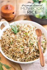 This Brown Lentil and Mushroom Rice makes for a very tasty side dish but would also be perfect as a vegetarian meal!