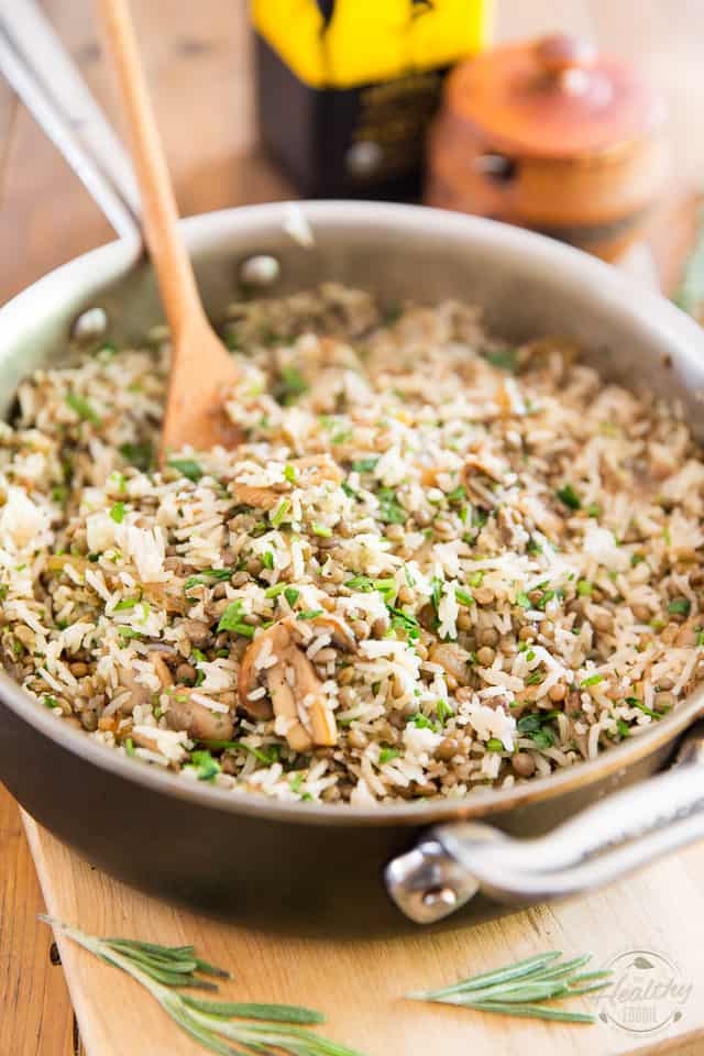 This Brown Lentil and Mushroom Rice makes for a very tasty side dish but would also be perfect as a vegetarian meal! 