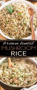 Need a change from plain white rice? This Brown Lentil and Mushroom Rice makes for a very tasty side dish but would also be perfect as a light vegetarian meal!