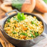 Here's a crazy nutritious and tasty Brown Rice dish with a very delicate and subtle Indian flavor profile. It'll accompany any meal with a touch of exoticism without completely taking over. And talk about pretty, too!