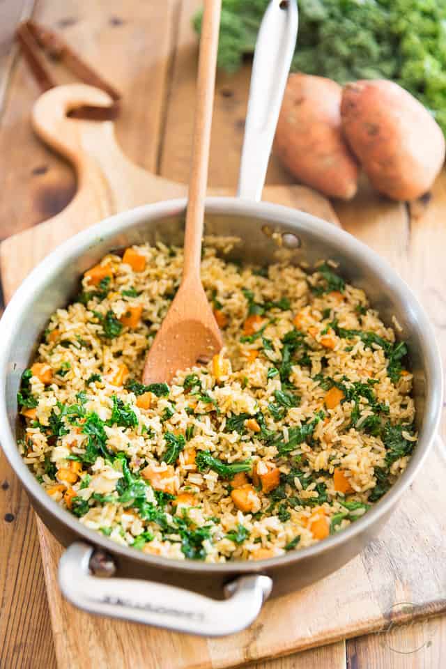 Here's a crazy nutritious and tasty Brown Rice dish with a very delicate and subtle Indian flavor profile. It'll accompany any meal with a touch of exoticism without completely taking over. And talk about pretty, too! 