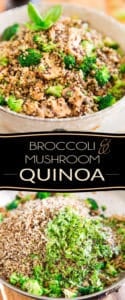 Delicious warm or cold, this Broccoli and Mushroom Quinoa makes for a delicious accompaniment to just about any meal... or, add a little bit of protein to instantly turn it into a complete meal!