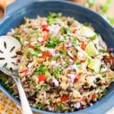 Gallo Pinto is a rice and beans casserole, traditional of Nicaragua and Costa Rica, very regularly served as a side dish and particularly enjoyed at breakfast alongside a couple of fried eggs.