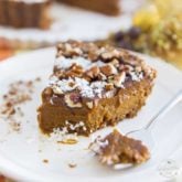 Free of dairy, gluten and refined sugar, this Spiced Butternut Squash Pecan Pie is a nice change from your classic pumpkin pie, and perhaps even better! What's best is you can easily make it with your own homemade butternut squash puree and ditch the canned pumpkin stuff!