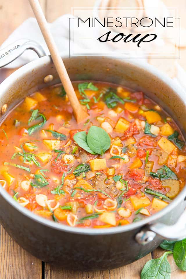 Loaded with all kinds of healthy vegetables and hearty beans, simmered in a rich, herby tomato broth, this Vegan Minestrone Soup is the perfect hearty meal to warm you up, inside and out! .