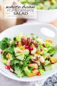 Loaded with nothing but good for you, wholesome ingredients, this White Bean Pomegranate Salad with Tangy Mustard Dressing is so delectable, you won't want to stop eating it!