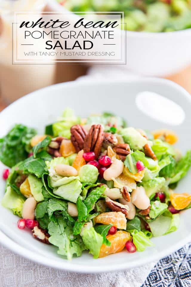 Loaded with nothing but good for you, wholesome ingredients, this White Bean Pomegranate Salad with Tangy Mustard Dressing is so delectable, you won't want to stop eating it! 