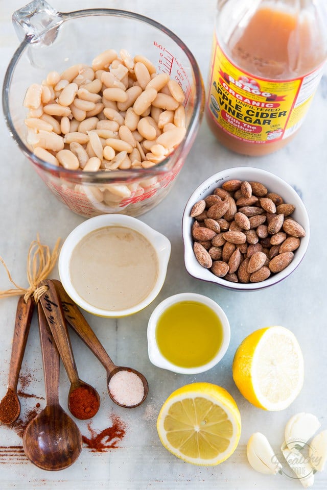 White Beans Smoked Almonds Hummus by Sonia! The Healthy Foodie | Recipe on thehealthyfoodie.com