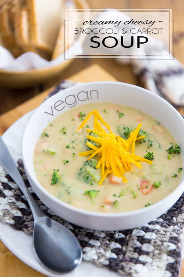 Made with nothing but wholesome ingredients, this Vegan Creamy Cheesy Broccoli and Carrot Soup is so filling and satisfying, so unbelievably thick and silky, you won't believe that it can actually be so crazy good for you!