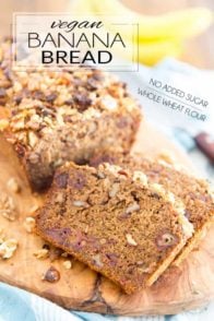 Despite being made with whole wheat flour and containing no added sugar or animal products whatsoever, this Vegan Banana Bread is so moist, so soft, so sweet, so rich and buttery and so deliciously yummy, it'll have everyone completely, positively bamboozled!