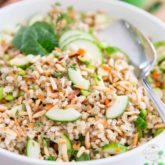 Loaded with all kinds of super nutritious and wholesome ingredients, this sturdy Veggie Barley Salad is a veritable explosion of flavors and textures! Perfect for potlucks, picnics or no-fuss lunch at the office.