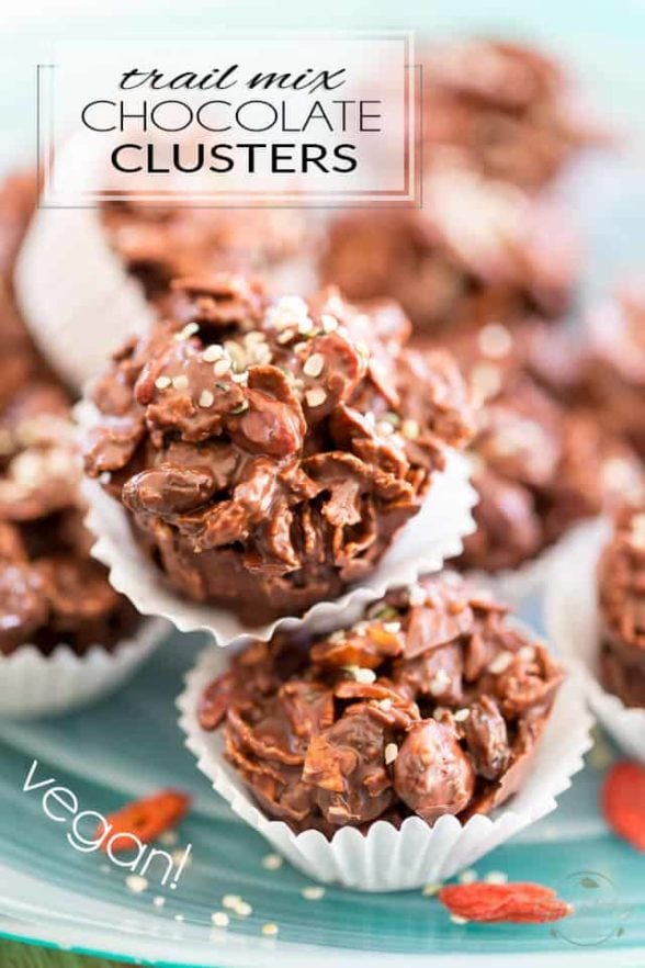 Vegan Trail Mix Chocolate Clusters • The Healthy Foodie