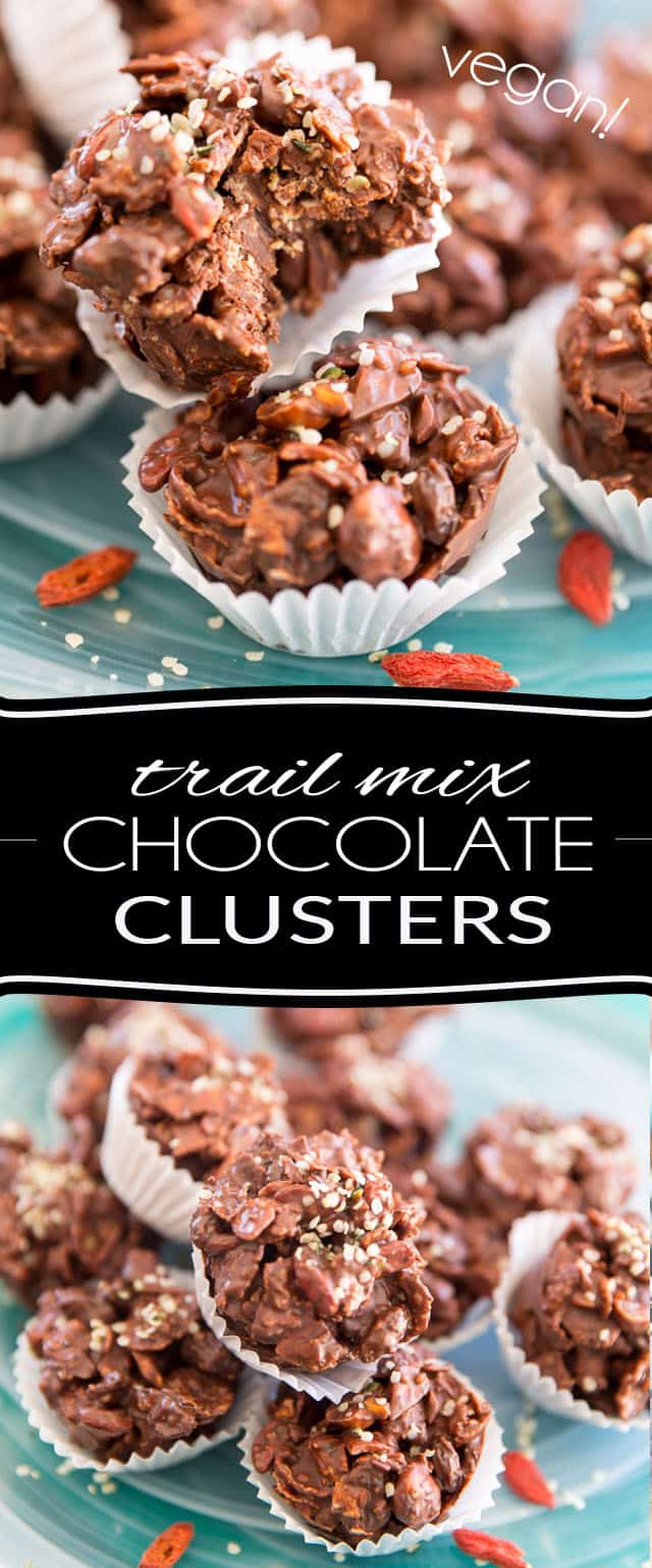Vegan Trail Mix Chocolate Clusters • The Healthy Foodie
