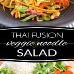 In the mood for Thai but not sure if you prefer soup or salad? No need to decide! This Thai Fusion Veggie Noodle Salad offers the best of both worlds: a plethora of veggies, loads of chewy Konjac noodles and an explosion of delicious Thai flavors. All cravings addressed!