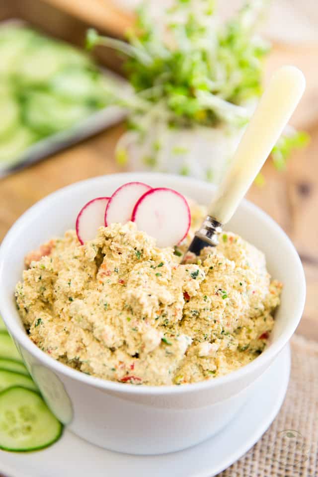 This tasty Vegan Tofu Spread is suprisingly reminescent of egg salad... Delicious on toasts, in sandwiches, or as part of a nutritious and delectable wrap, with paper thin cucumber and radishes! 