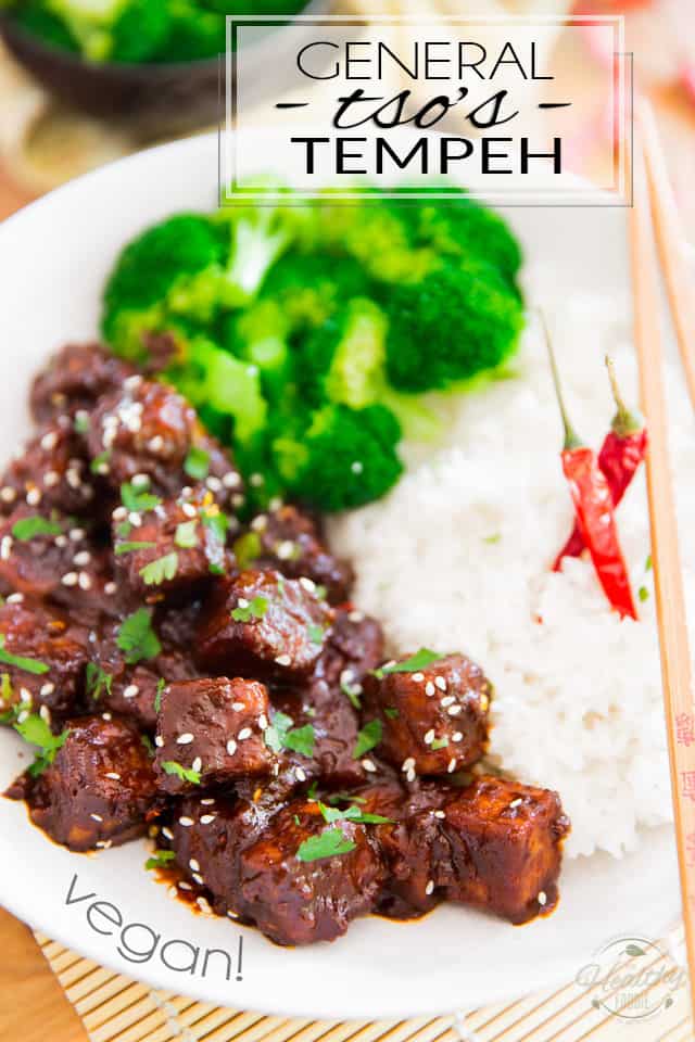 This healthier, vegan General Tso's Tempeh features chunks of crispy fried tempeh, all drenched in that deliciously sweet, tangy and slightly spicy sauce we all love so much. 