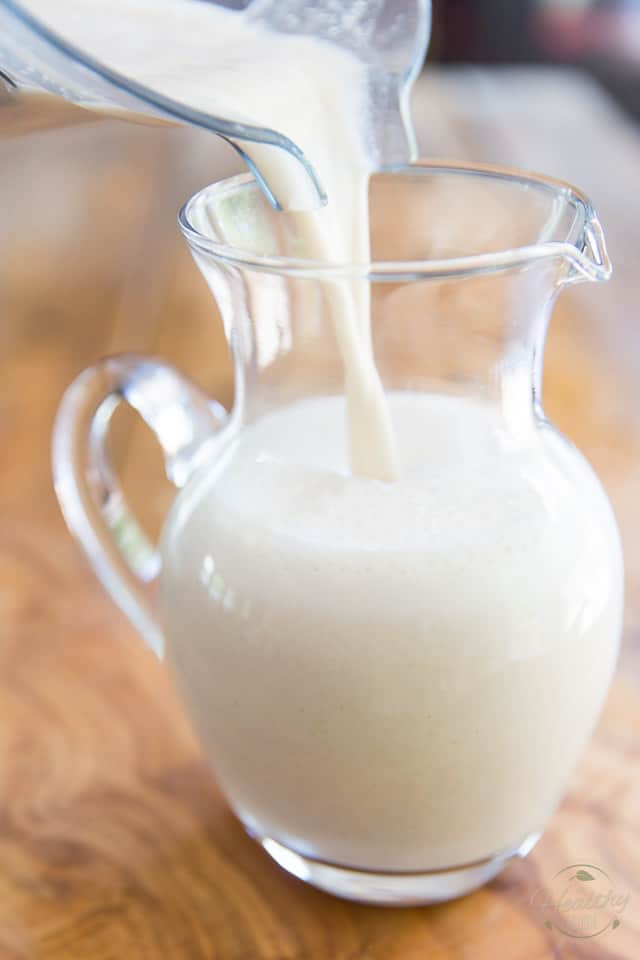 Transfer your finished oat milk to a glass container
