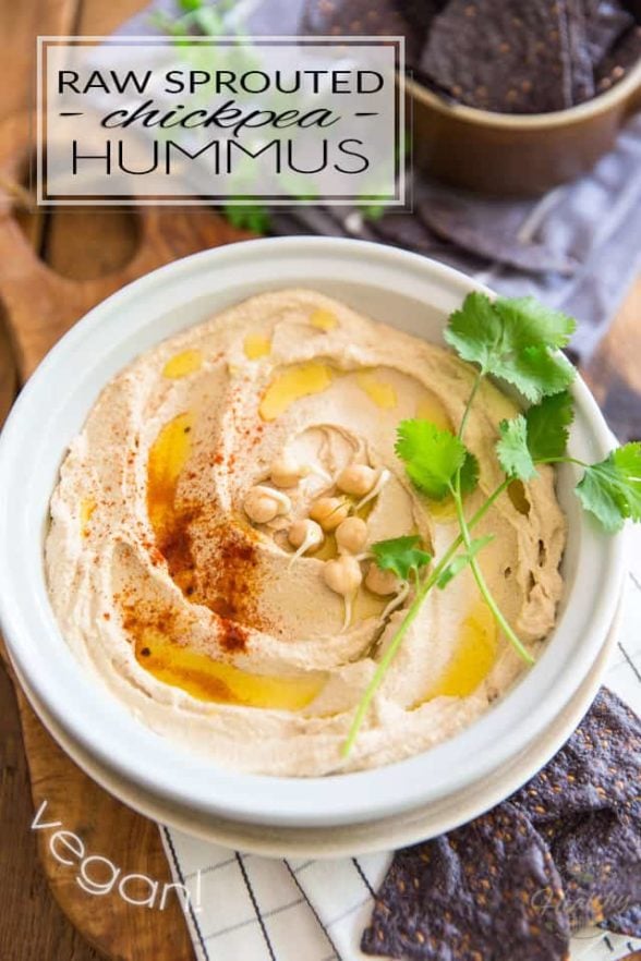 Raw Sprouted Chickpea Hummus • The Healthy Foodie
