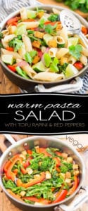 This no fuss vegan Warm Pasta Salad Perfect is meant to be eaten warm, but is just as tasty at room temperature or even right out of the fridge, making it a perfect choice for any season or any occasion!