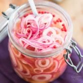 Making Pickled Red Onions is so incredibly easy and quick! About 5 minutes and a handful of ingredients that you most likely have at home is all takes!