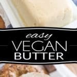 This Easy Homemade Vegan Butter is crazy smooth and creamy, rich and buttery and most importantly, it spreads and melts just like the "real" deal. You will love it on toasts, baked goods, potatoes, sauteed veggies... just about anywhere you would normally use regular butter!