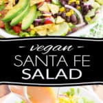 This Vegan Santa Fe Salad explodes with all kinds of bold Mexican flavors! It's loaded with corn kernels, black beans and tomatoes, all divinely brought together with a tangy lime chipotle vinaigrette. Can you say yum?