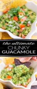 This crazy good Chunky Guacamole is the ultimate healthy and delicious crowd-pleaser dip! Made with nothing but fresh, wholesome ingredients, it's packed with an insane amount of flavor, yet requires only 6 easy-to-find ingredients and 15 minutes of your time to whip up!