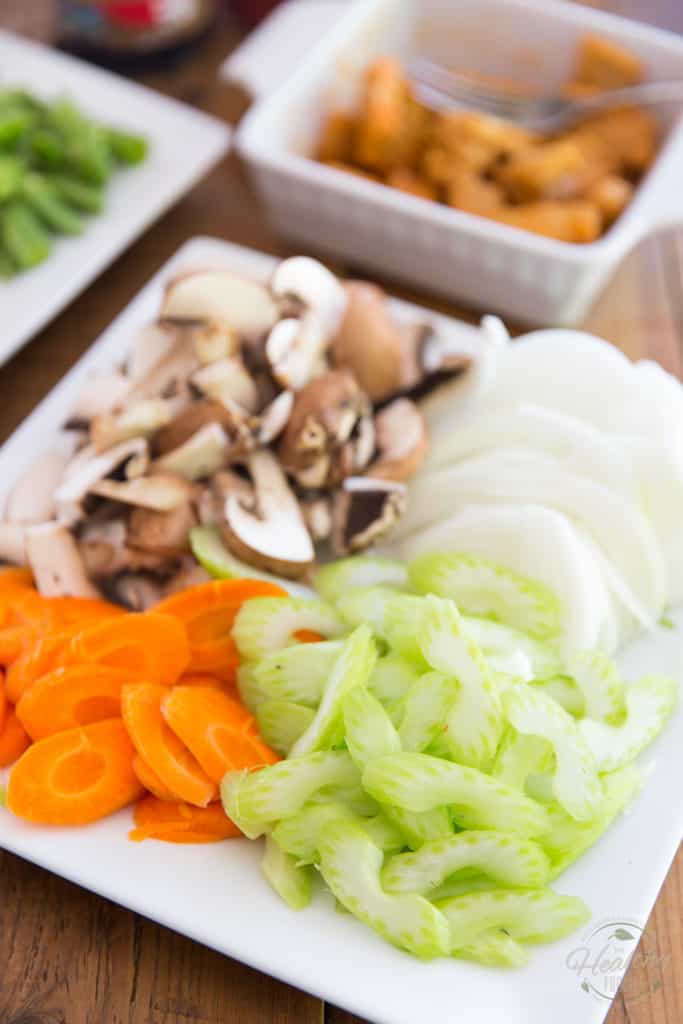 Prep your onions, celery, carrots and mushrooms