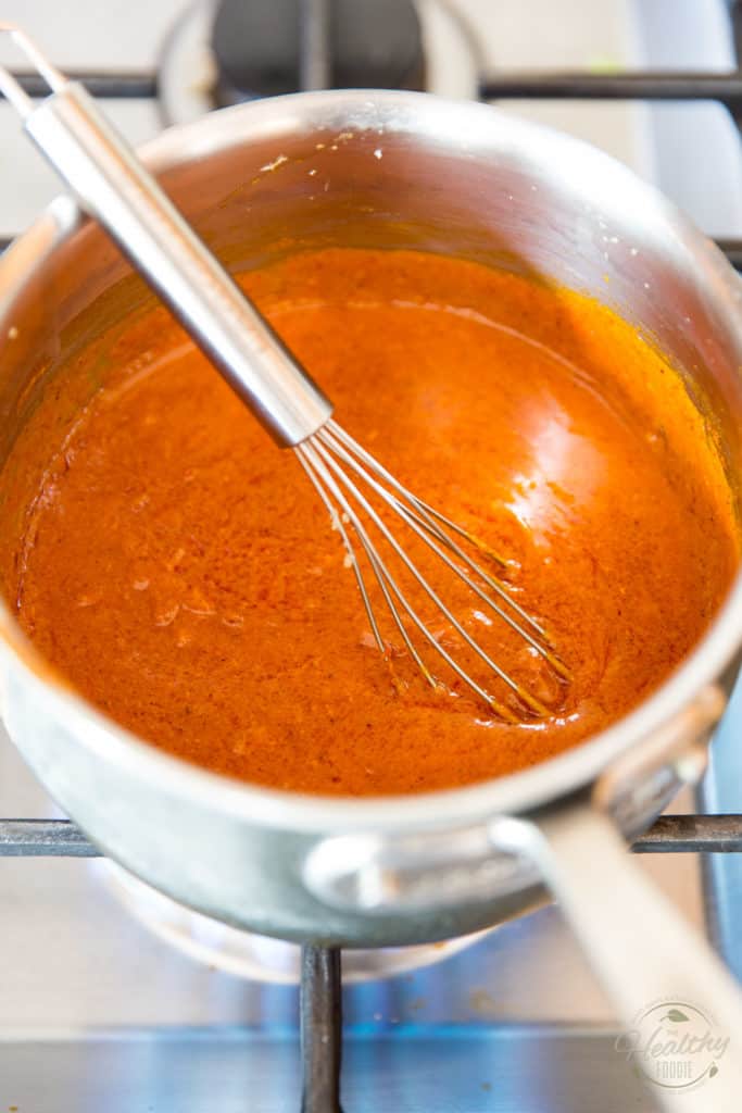 Bring all the ingredients to a simmer to make the sauce