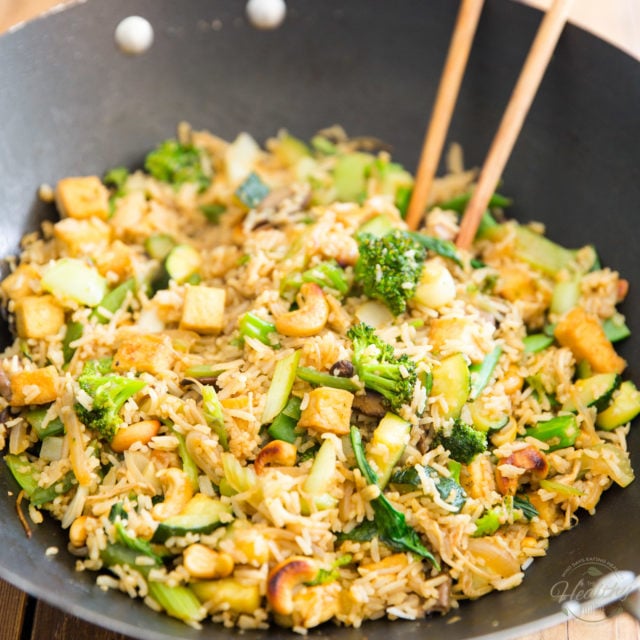 Vegan Tofu Cashew Fried Rice • The Healthy Foodie