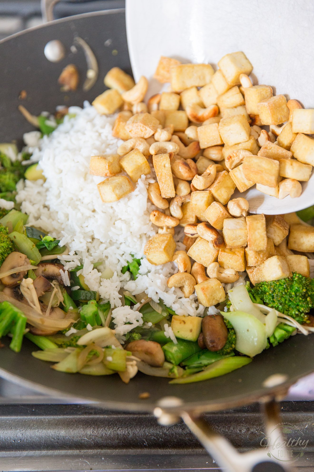 Vegan Tofu Cashew Fried Rice • The Healthy Foodie