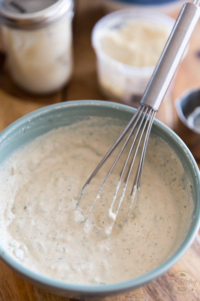 Mix vigorously with a whisk until well blended and creamy