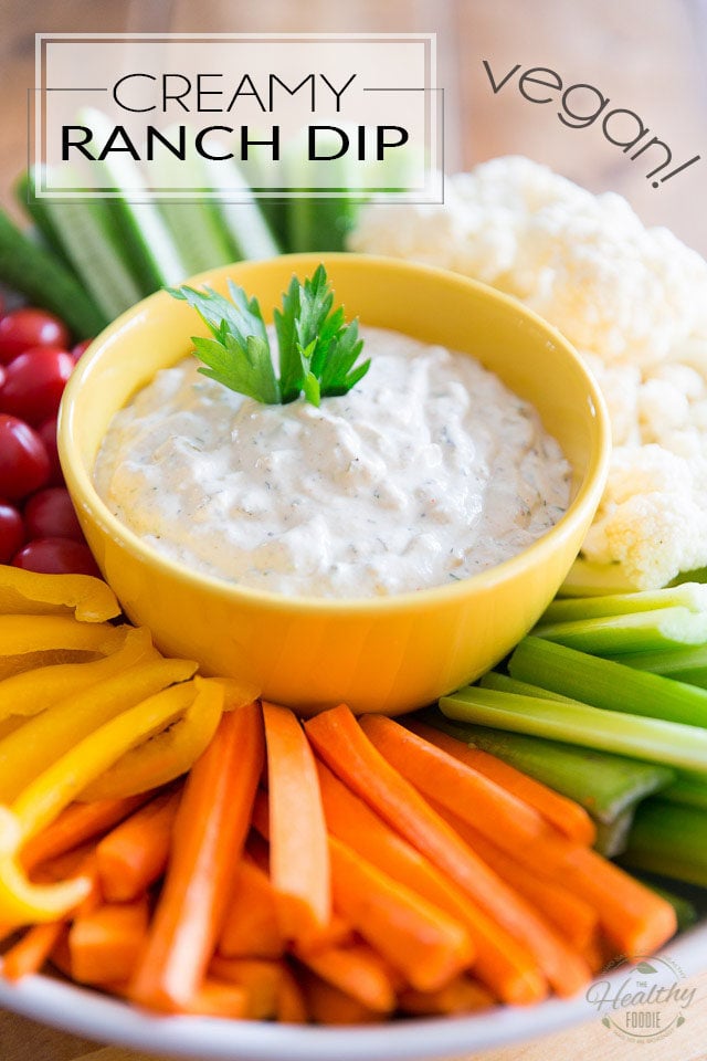 Creamy, tangy, bursting with flavor, this Vegan Creamy Ranch Dressing will instantly become your fresh veggies' best friend, and the star of any party it gets invited to!