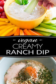 Creamy, tangy, bursting with flavor, this Vegan Creamy Ranch Dip will instantly become your fresh veggies' best friend, and the star of any party it gets invited to!