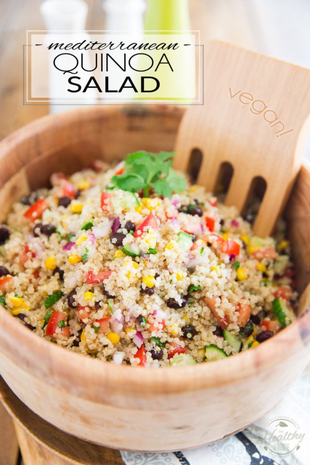 This Vegan Mediterranean Quinoa Salad is super quick to make and keeps well for several days in the fridge, making it an ideal contender for your next potluck, picnic, barbecue or other any social gathering where you're expected to bring food...