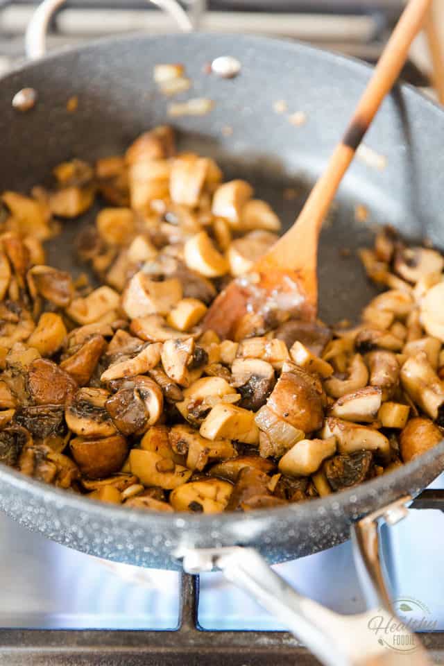 Cook the mushrooms until they turn golden and have released most of their liquid
