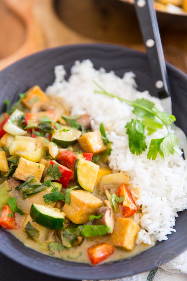 Delicious, rich, creamy, filled with all kinds of bold flavors and a little kick of heat, this Vegan Thai Green Curry Tofu is a hearty, comforting meal that's as good for your body as it is pleasing to the palate.